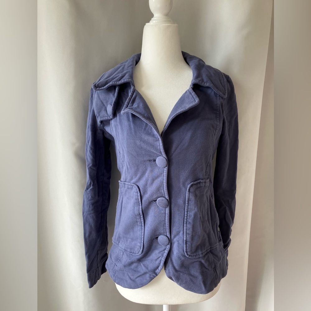 Women's Lole 95% Organic Cotton Blue Button Up Sweatshirt Jacket Women’s Small